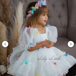 White Dress with Colorful Butterflies